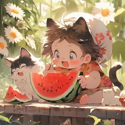 埋头吃瓜动漫图片大全,盘点那些埋头吃瓜的动漫萌图瞬间  第3张